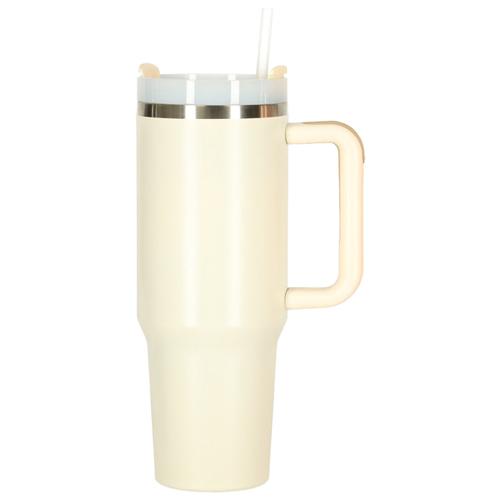 Termokrus med sugerør og hank termokande 1200ml creme