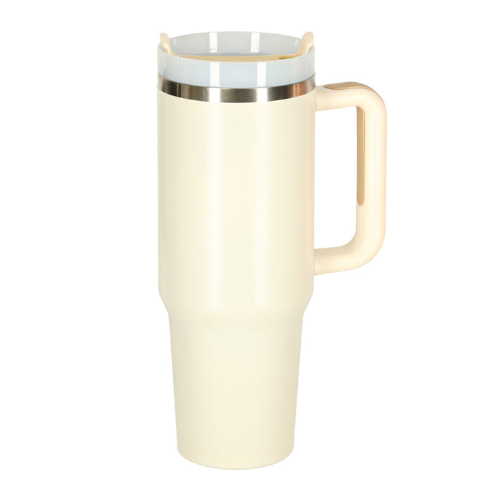 Termokrus med sugerør og hank termokande 1200ml creme
