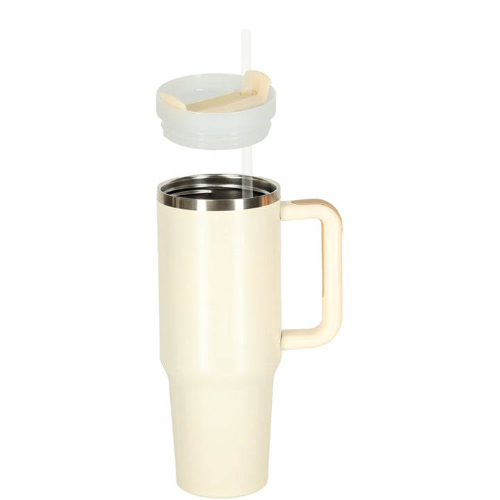 Termokrus med sugerør og hank termokande 1200ml creme