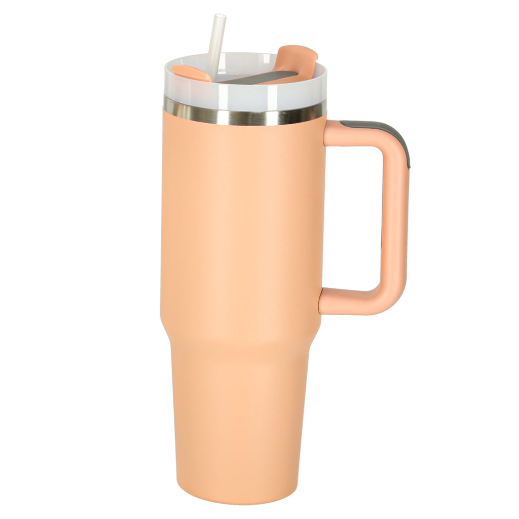 Termokrus med sugerør og hank termokande 1200ml pudderrosa