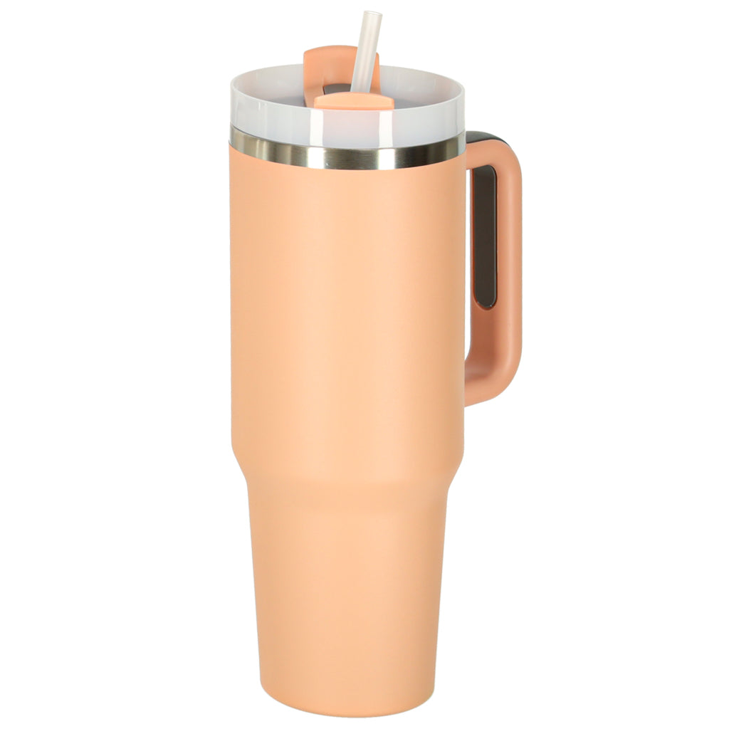 Termokrus med sugerør og hank termokande 1200ml pudderrosa