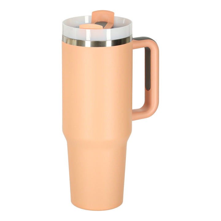 Termokrus med sugerør og hank termokande 1200ml pudderrosa
