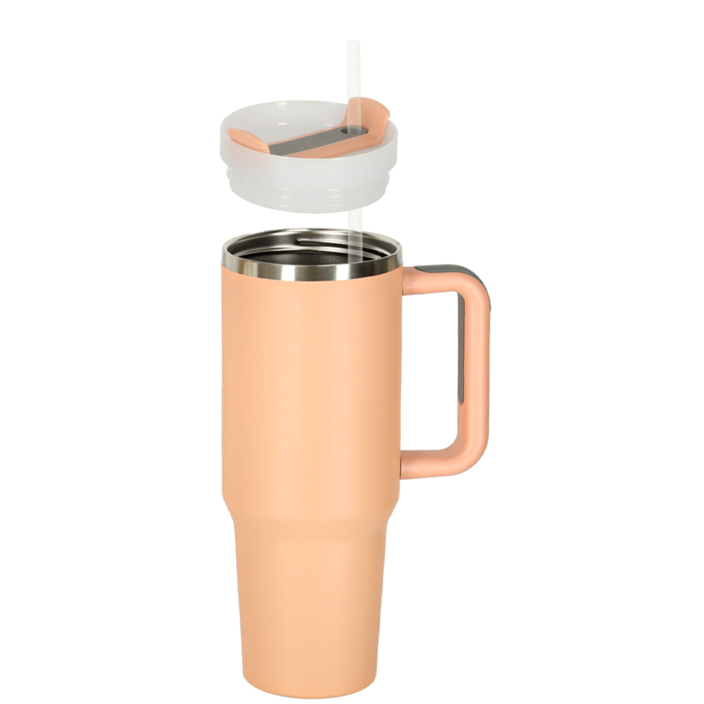 Termokrus med sugerør og hank termokande 1200ml pudderrosa