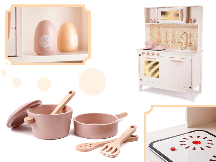 MDF retro trækøkken til børn med BOHO-tilbehør