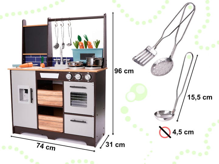 Trækøkken til børn i MDF med tilbehør LOFT XXL 96 cm
