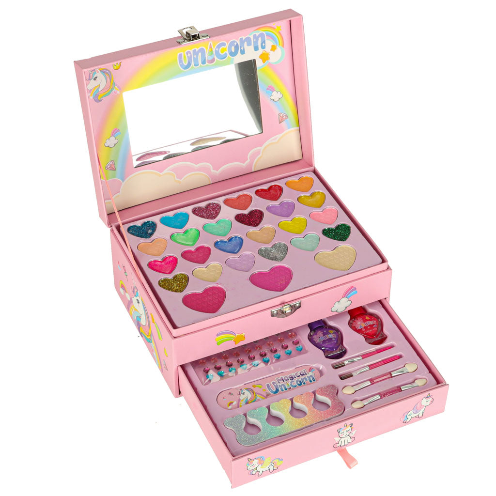 Trunk makeup og neglesæt makeup kosmetik skygger lak skuffer enhjørning
