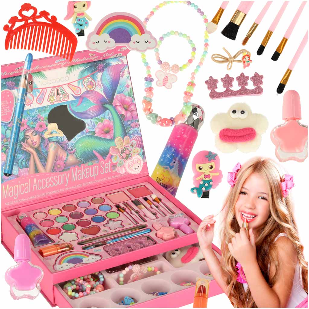 Bryst makeup og neglesæt makeup kosmetik skygger lak skuffer havfrue
