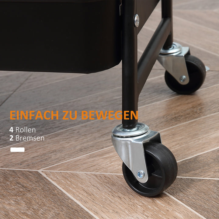 Trolley, serveringsvogn med 3 kurvehylder, metal, plastik, sort