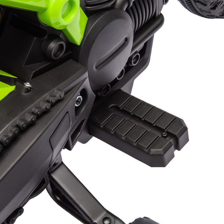 Elmotorcykel til børn, 6v batteridrevet, støttehjul, horn, startlyd, alder 3-8, grøn