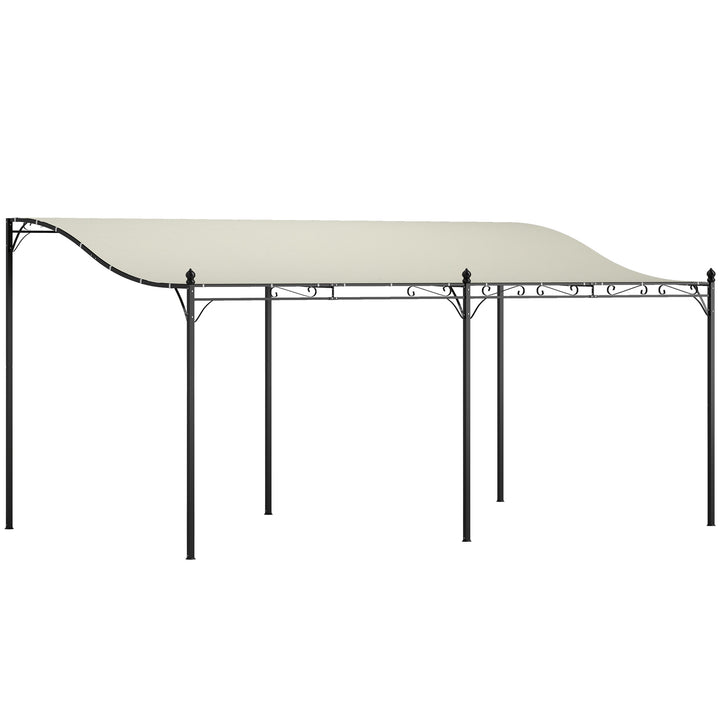 3 X 5 m pergola, fleksibelt havetag med vandtæt presenning og metalramme, skygge, cremehvid