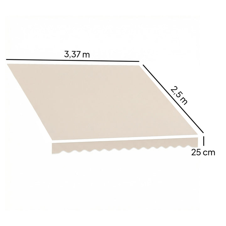 Reservestof til markise – soltag UPF 50+ til 3,5 x 2,5 m ramme, cremehvid