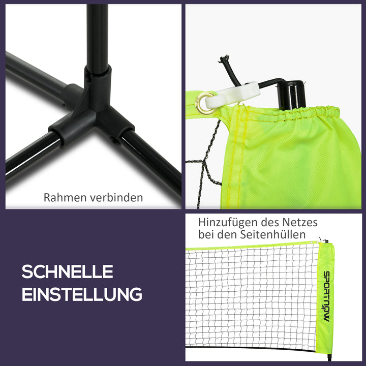 Badmintonnetsæt, foldbart volleyballnet 103/120/155H cm, gul