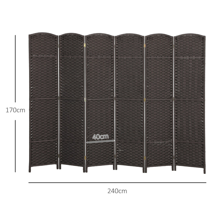 6-Panels rumdeler, foldbar skærm, skærm til stue, soveværelse, hjemmekontor, brun