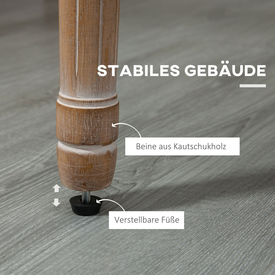 Køkkenstol i antik design med åndbart betræk i hørlook og stel i massivt træ, 56 x 54 x 96 cm, cremehvid