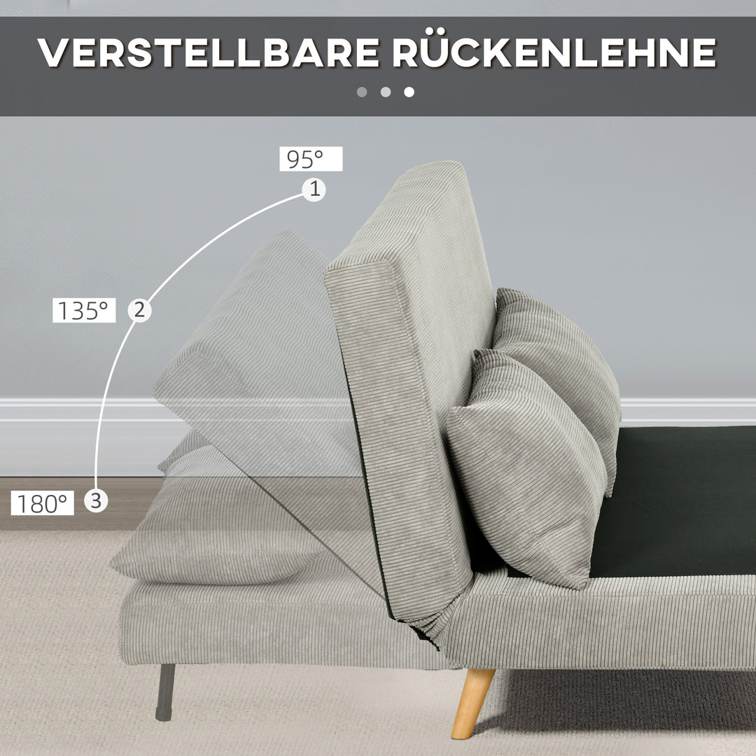 Sovesofa, gæsteseng, 3-positions justerbar ryglæn, linnedlook, op til 120 kg, 141 x 90 x 81 cm, grå