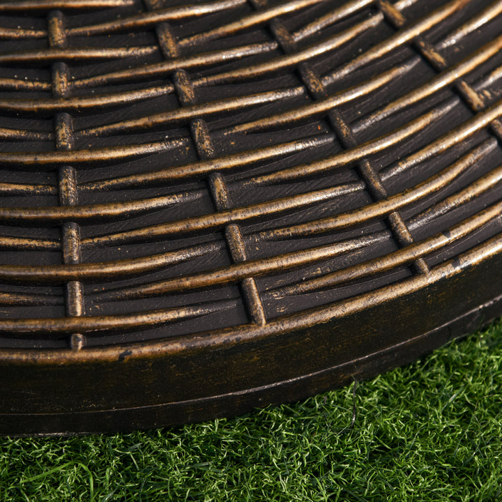 Parasolstativ, paraplyholder, paraplyfod, 25 kg, rattan-look, kurvestativ, paraply Ø35/Ø38/Ø48 mm, plast + cement, antik bronze, Ø53 x 40 cm
