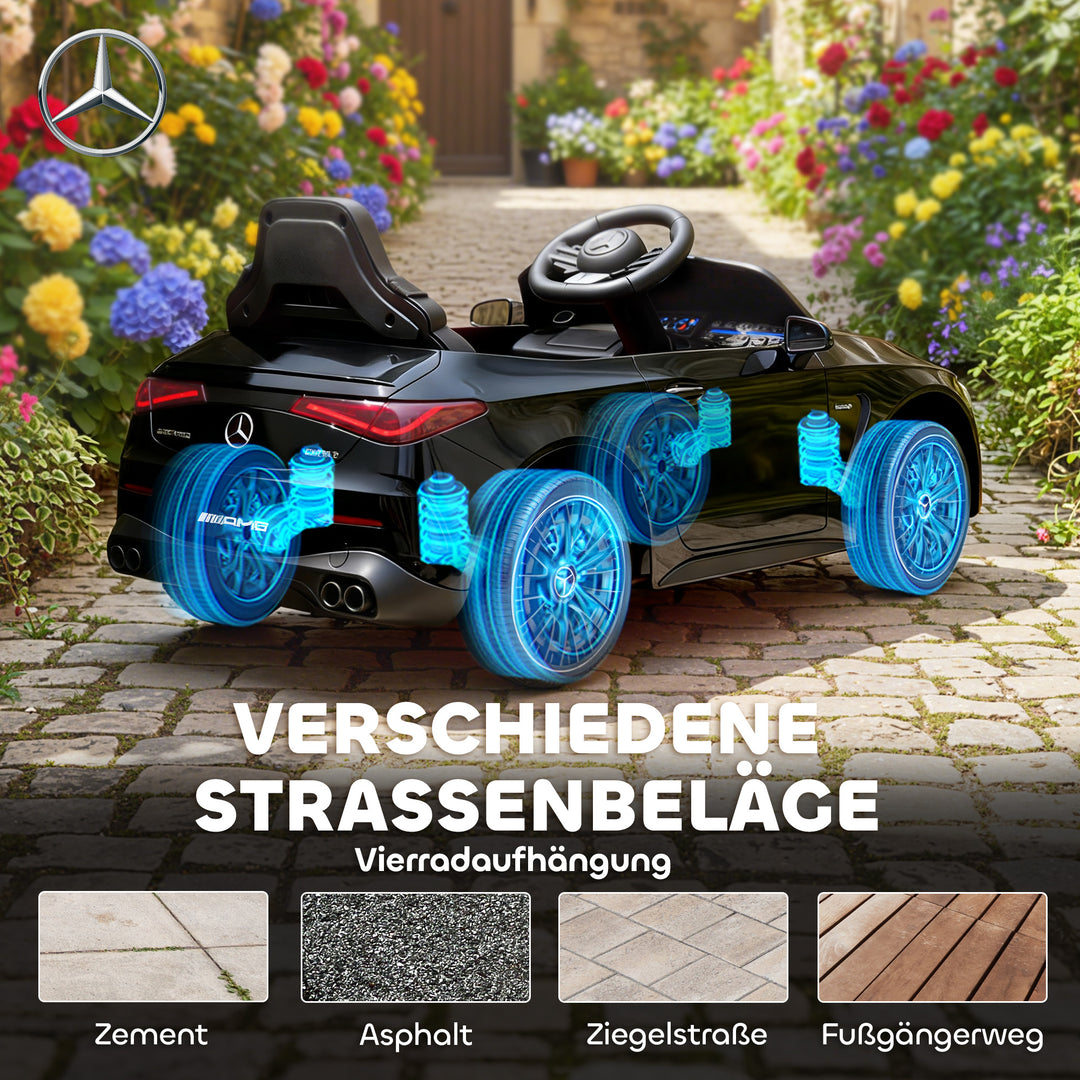 Børne elbil, Mercedes design, 12V motor, fjernbetjening, LED-lys, musik, til børn i alderen 3-6 år, sort