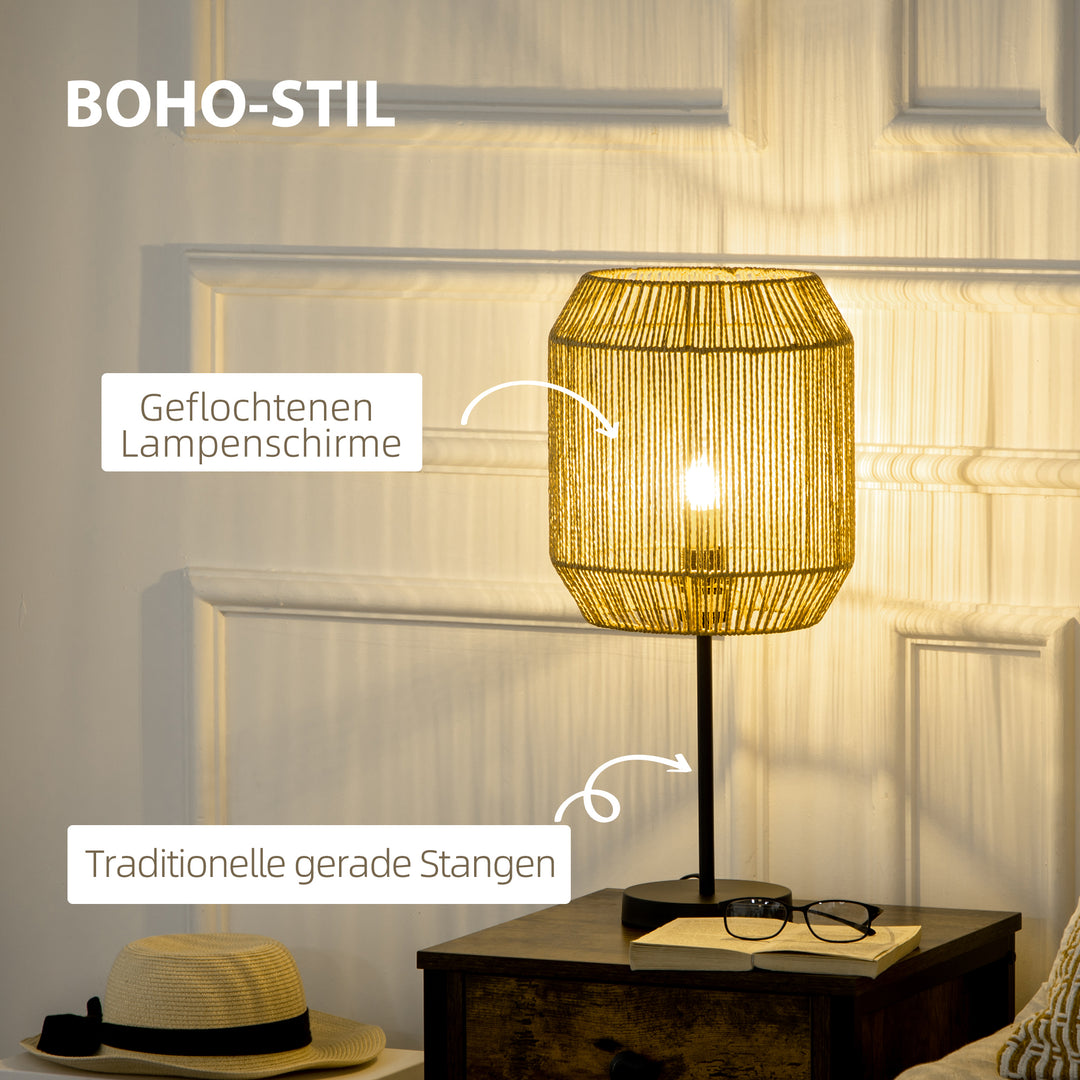 2-Delt belysningssæt. 1 gulvlampe, 1 bordlampe, 38 cm x 38 cm x 158 cm, naturlig + sort