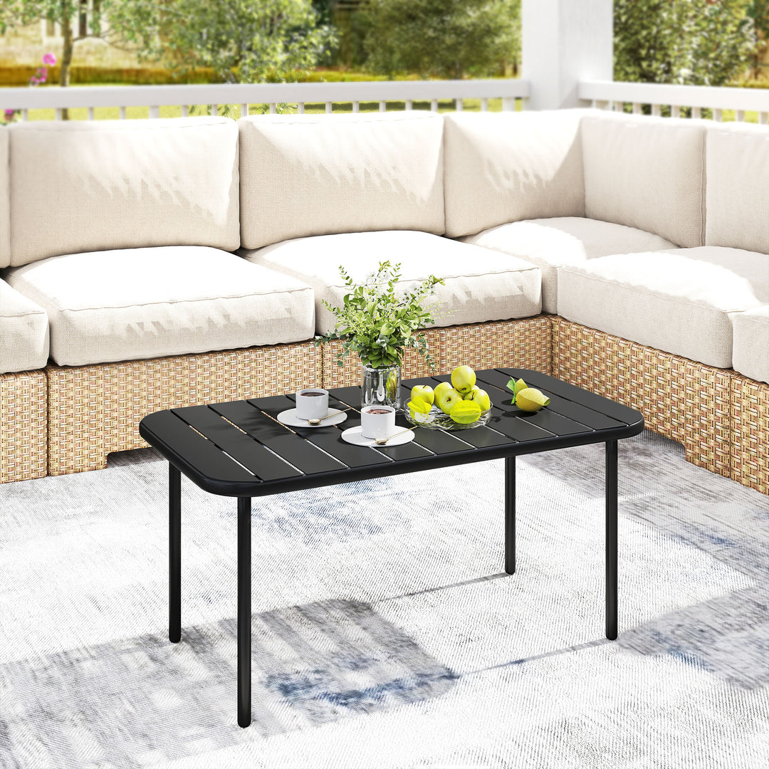 Rektangulært sidebord, balkonbord af stål, let at rengøre, til balkon, have, terrasse, veranda, 90x50x43 cm, sort