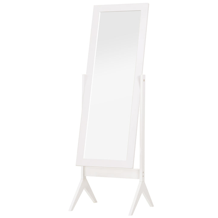 Stående spejl, helfigursspejl, sminkespejl, hævede fødder, letplejelig MDF, hvid, 47 x 46 x 148 cm