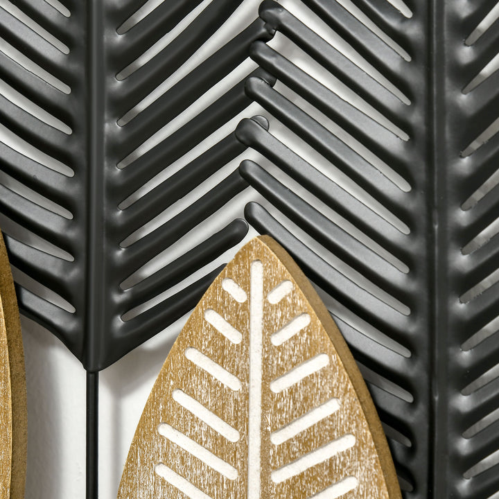 3D Vægkunst - Sæt med 2 - Moderne Vægdekoration - Metal - Naturlig + Sort