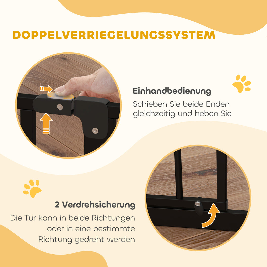 Hundegitter, klemmemontering, justerbar længde, stål/abs, 75-115 x 76 cm, sort