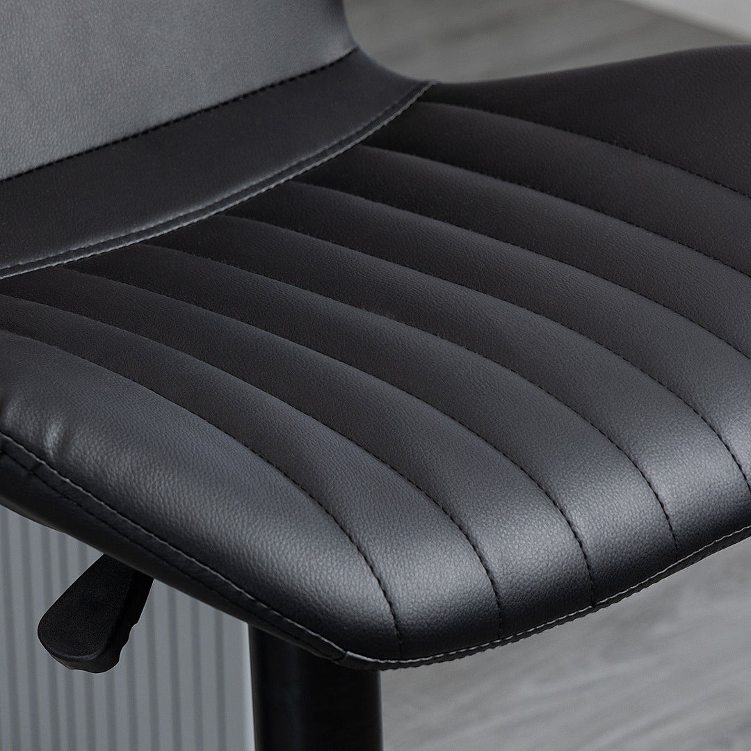 Barstole sæt med 2 højdejusterbar 48,5 x 55,5 x 90-110 cm kunstlæder + stål sort
