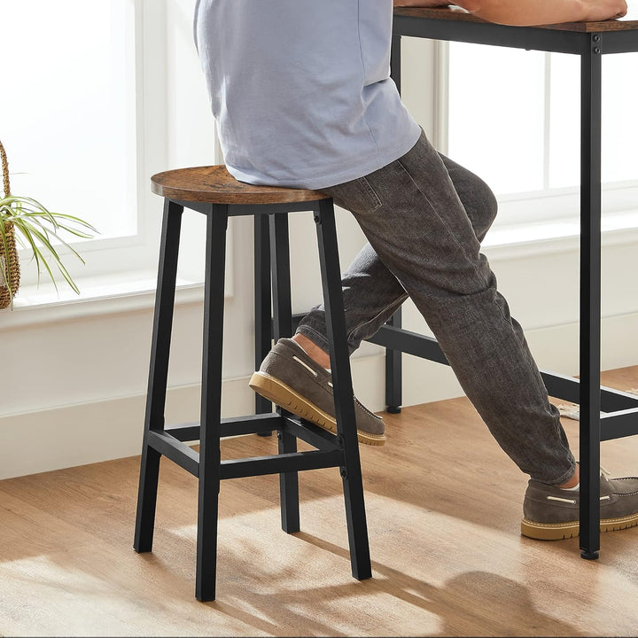 Barbordssæt, køkkenbord med 2 x barstole, industriel design, brun