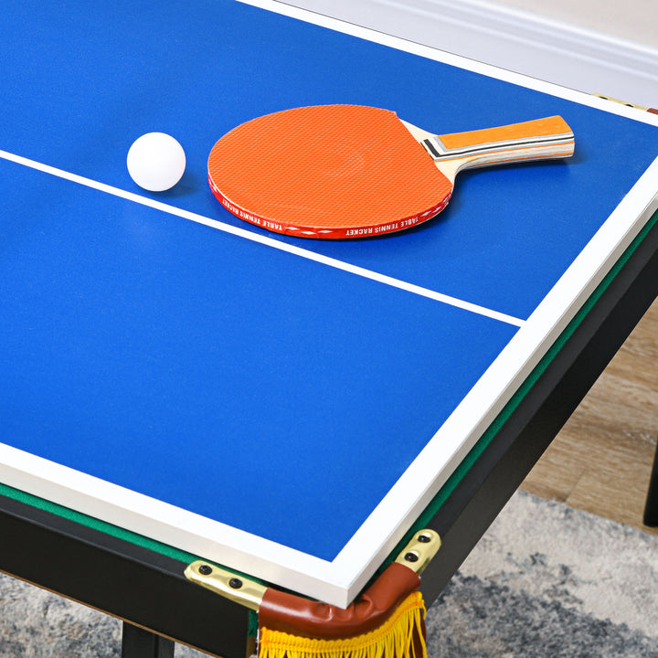 2-I-1 poolbord, bordtennisbord, med tilbehør, 140x63x80cm, blå/grøn