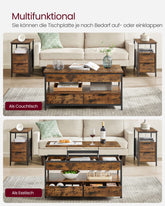 Sofabord med skuffer, vintage brun og sort