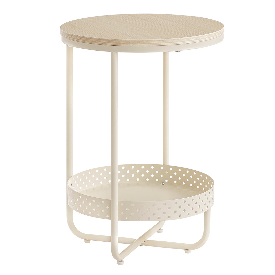 Kompakt rundt sidebord: beige, 40 cm diameter - praktisk og elegant