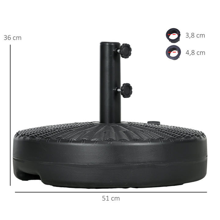Parasolstativ/parasolholder, vejrbestandig, fyldbar, Ø51 x 36H cm, sort