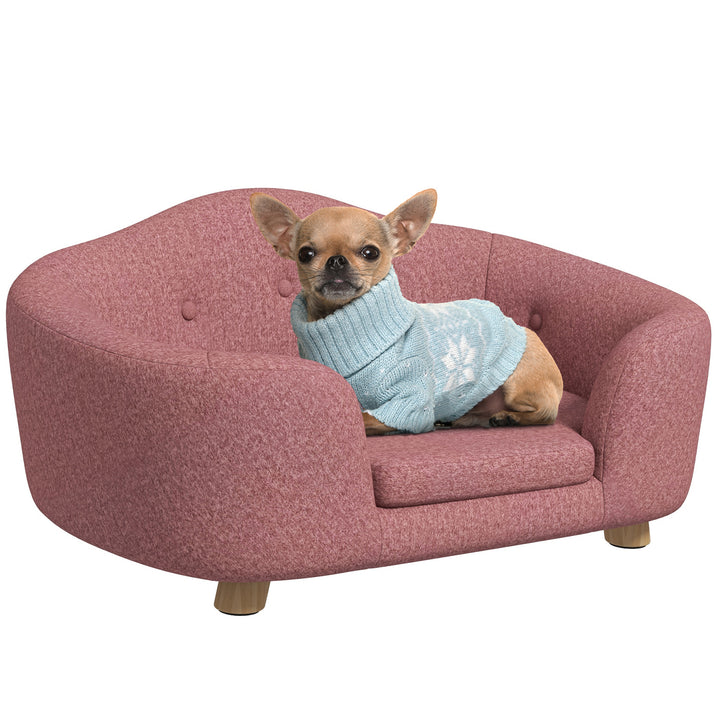 Kæledyrssofa hundemåtte hundeseng hundesofa hundesofa kattesofa med hynde baglomme plysskum fyrretræ pink 70 x 47 x 30 cm
