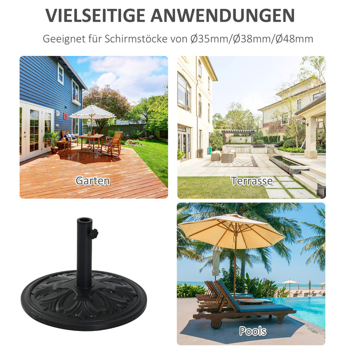 Parasolfod 13 kg, paraplystativ til paraplystænger med en diameter på 35 mm/38 mm/48 mm, paraplyholder til have, balkon, antik sort