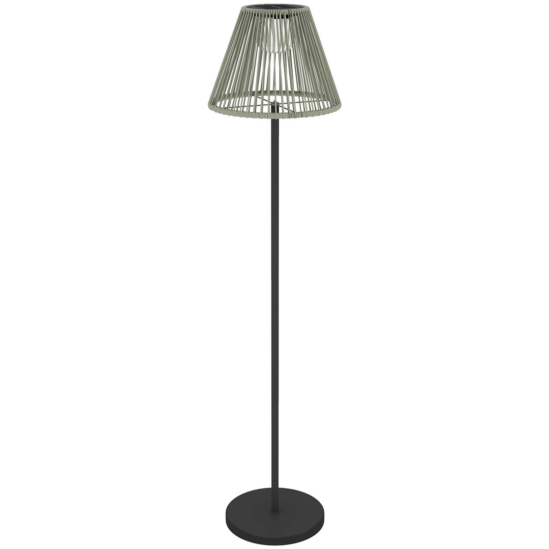 Solcellegulvlampe, rottingstil, solcellelamper med lyssensor, 25 LED-lys, solcellelampe i boho-stil, Ø33 x 135 cm