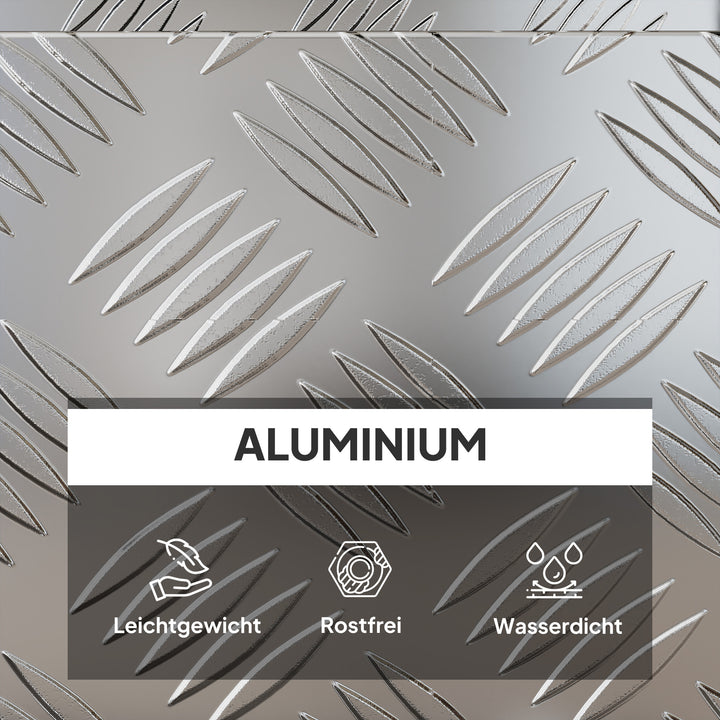 Udstyrskasse/opbevaringskasse af aluminium med lås og nøgler, 50 x 15,5 x 20,5 cm