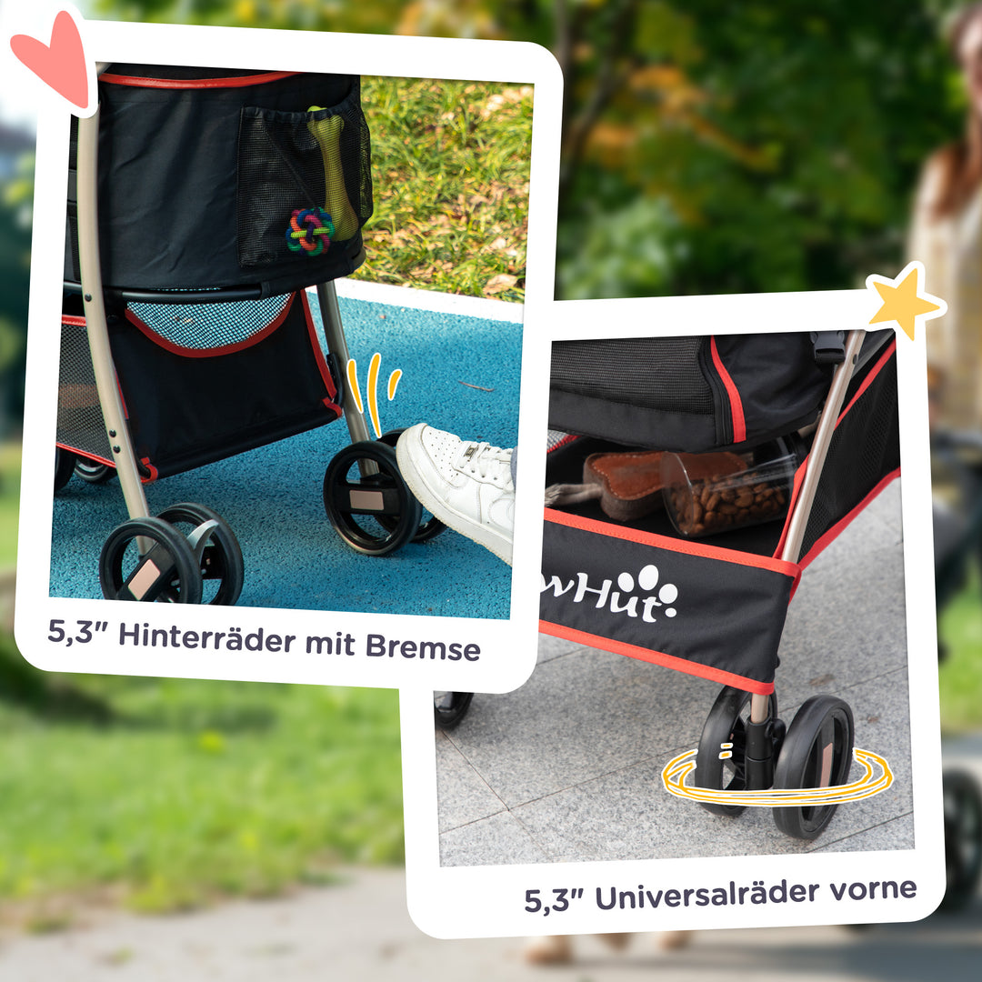 2-I-1 hundevognsbæretaske autostol op til 10 kg sammenklappelig gulvkurv 82 cm x 49,5 cm x 98 cm rød