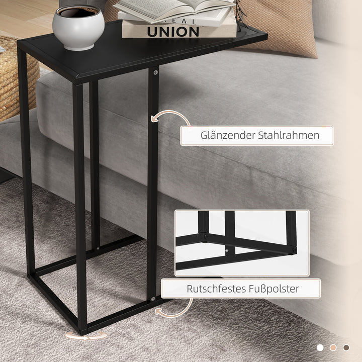 Slankt C-formet sidebord i stål – Perfekt til sofaen