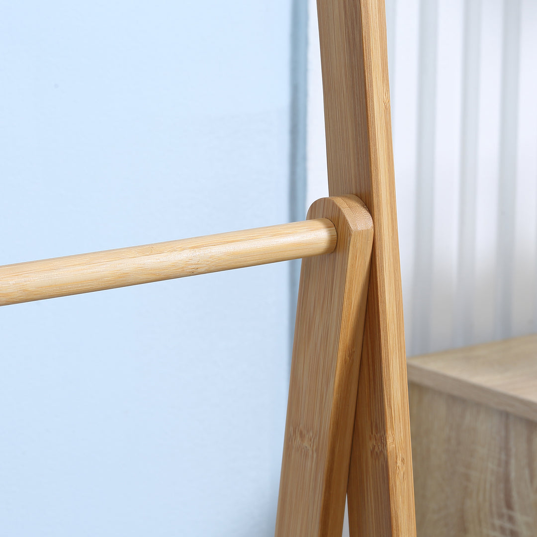 Bambus håndklædestige med hylder, 3 hylder, 3 håndklædestativer, foldbar, 53 cm x 30,5 cm x 152 cm, naturlig