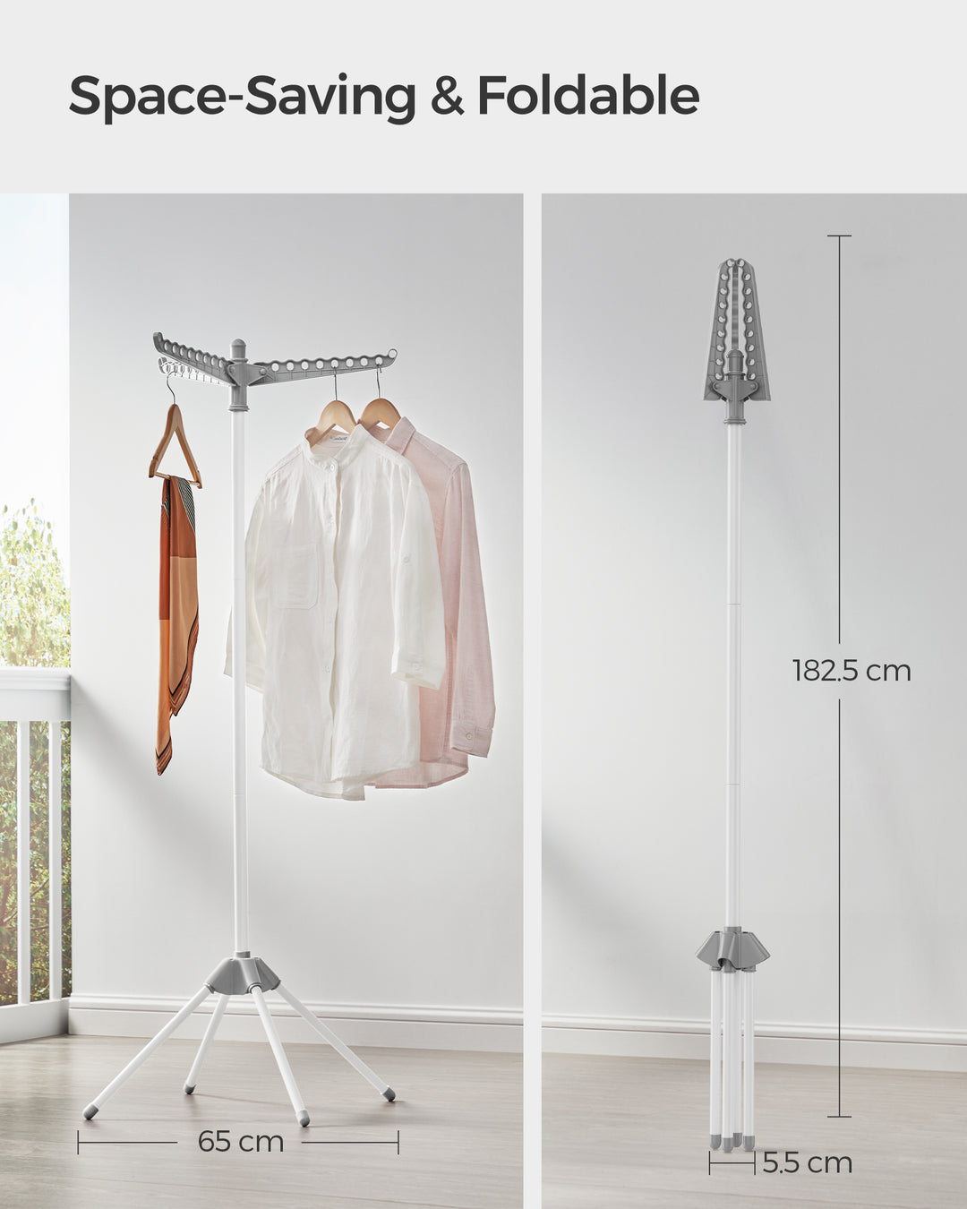 Foldbart 360° tørrestativ i rustfrit stål – pladsbesparende design