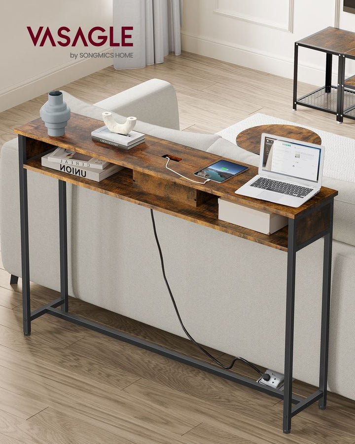 Konsolbord med Hylder, Pladsbesparende, Vintage Brun og Sort