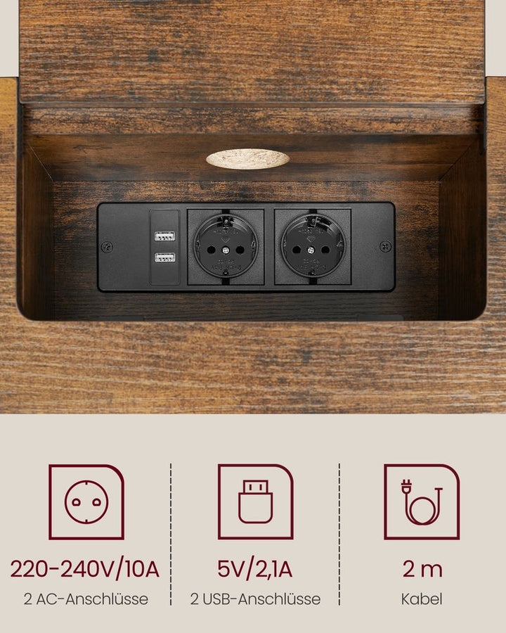 Konsolbord med Hylder, Pladsbesparende, Vintage Brun og Sort