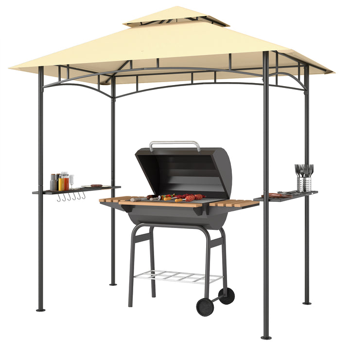 Bbq-pavillon med led 240 x 150 x 258 cm vandafvisende flammehæmmende havepavillon med dobbeltlagstag