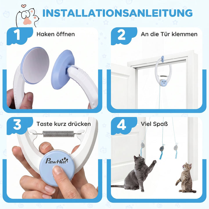 Interaktivt kattelegetøj USB genopladeligt dørhængende hoppende mus til katte, 24,1 x 13,8 x 6,6 cm hvid