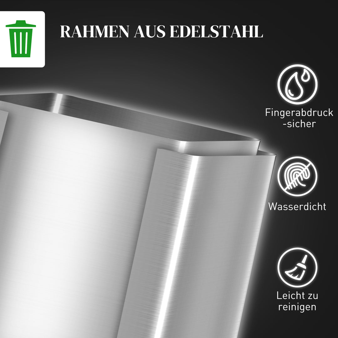 2 x 20 L dobbelte affaldsbeholdere, pedalåbning, nem at rengøre, rustfrit stål, plastik, sølv