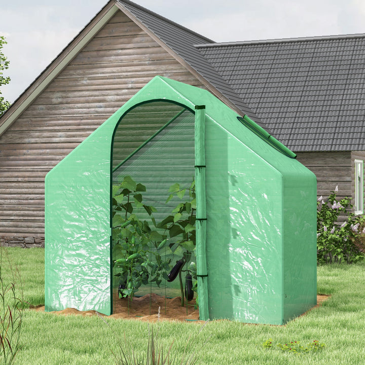Plastikdrivhus tomatdrivhus drivhus kold ramme med vindue og dør grøn stålplast 180 x 100 x 168 cm