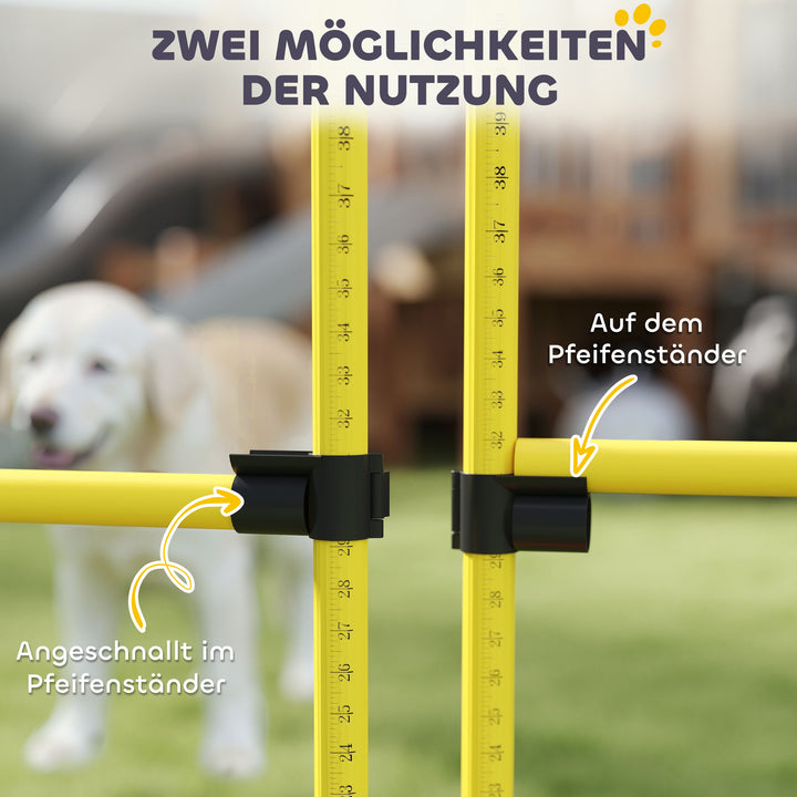 4-delt agilitysæt til hunde med 4 forhindringer og bæretaske til springtræning, gul