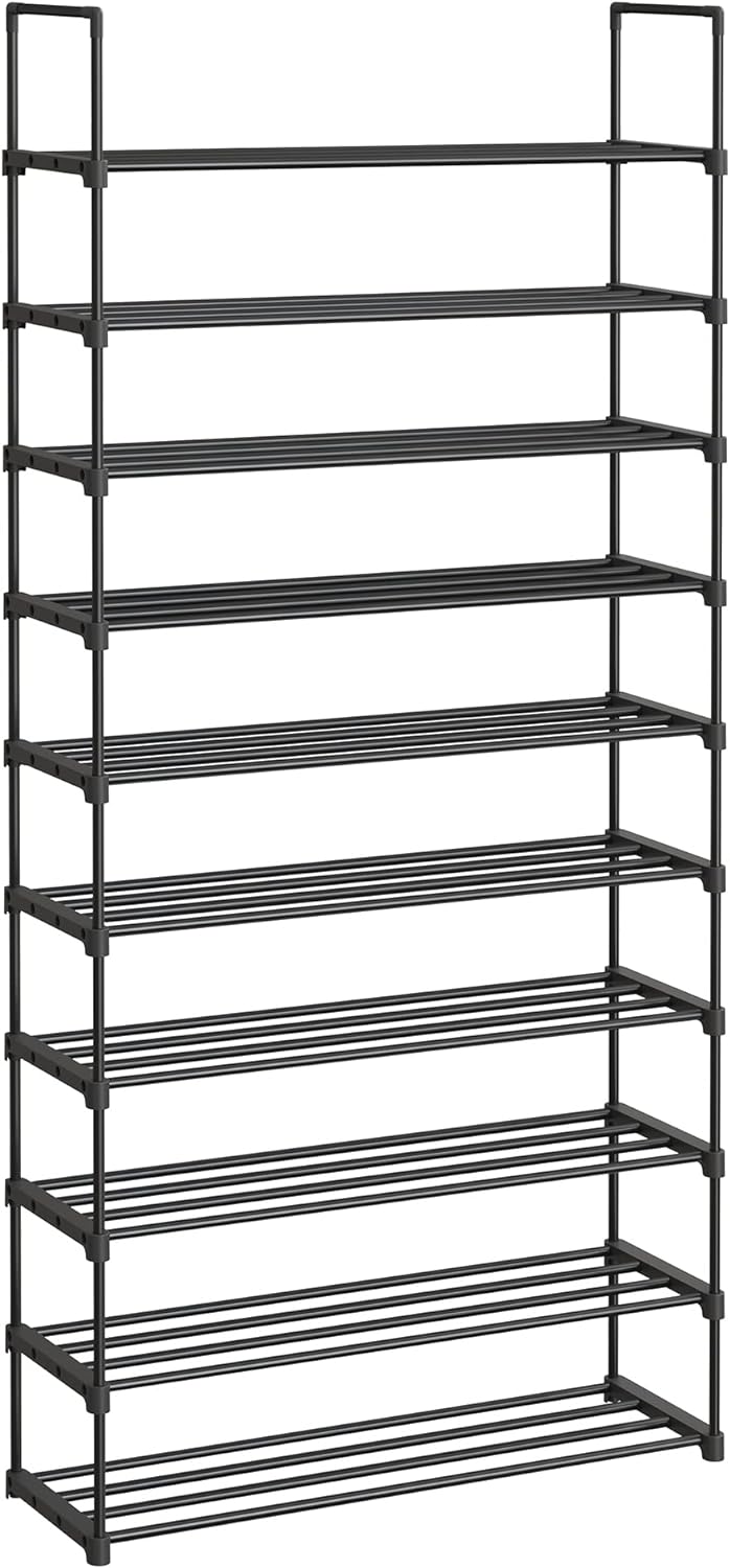 Skoreol, høj og smal, med metalramme til pladsbesparelse, ideel til omklædningsrum og entre, mål: 30 x 94 x 206 cm