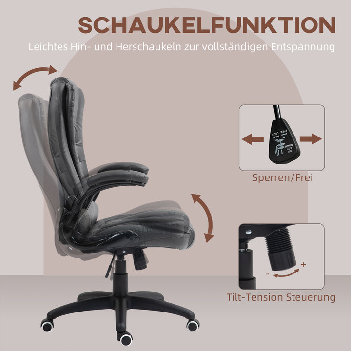 Ergonomisk kontorstol med foldbare armlæn og hvilefunktion, mørkegrå