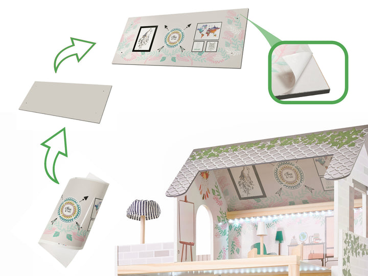 Boho LED dukkehus i træ